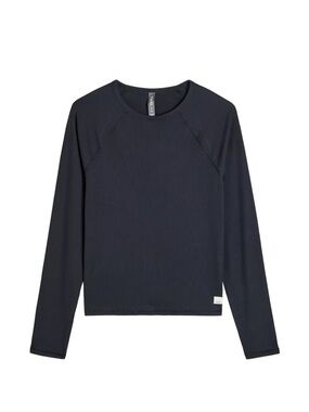 Vuori Black Long Sleeve Ribbed Crew Top